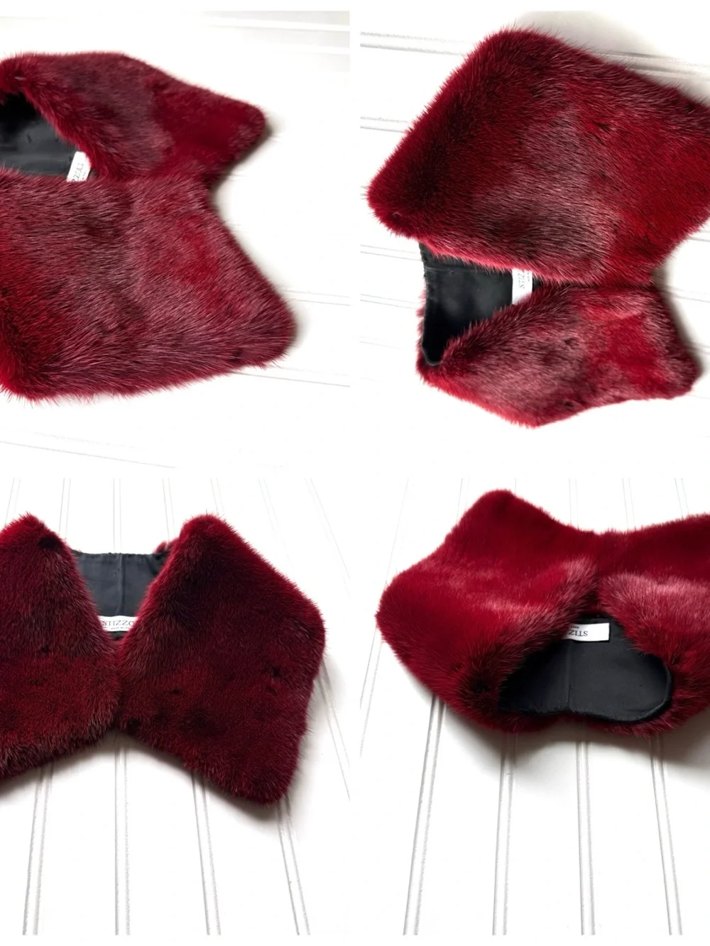 Stizzoli Rabbit Fur Neck Scarf Warmer Red Vintage Rare Made in Italy Luxury